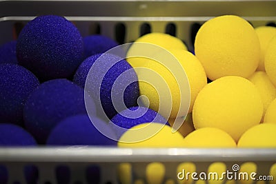 Group of foam balls for magicians Stock Photo