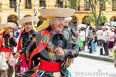 A group of folk dancers from Cayambe Canton, Pichincha, Ecuador Editorial Stock Photo