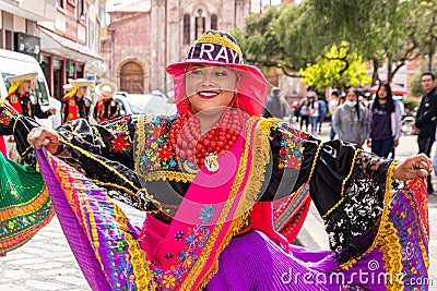 A group of folk dancers from Cayambe Canton, Pichincha, Ecuador Editorial Stock Photo