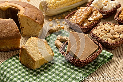 Group of food of Festa Junina, a typical brazilian party: Peanut Stock Photo