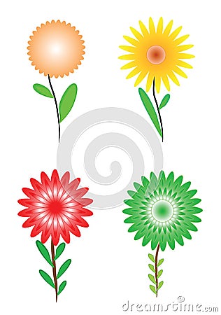 Group of four flowers Vector Illustration