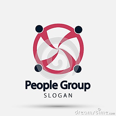 Group four people logo handshake in a circle,Teamwork icon.vector illustrator Vector Illustration