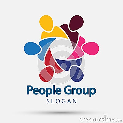 Group four people logo handshake in a circle,Teamwork icon.vector illustrator Vector Illustration