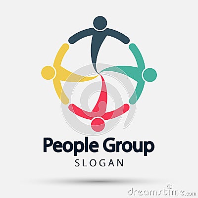 Group four people logo handshake in a circle,Teamwork icon.vector illustrator Vector Illustration