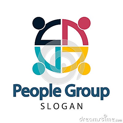 Group four people logo handshake in a circle,Teamwork icon.vector illustrator Vector Illustration