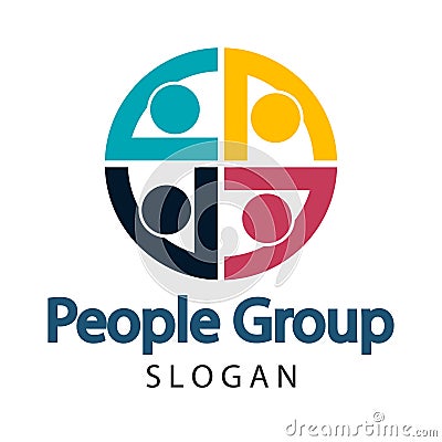 Group four people logo handshake in a circle,Teamwork icon.vector illustrator Vector Illustration