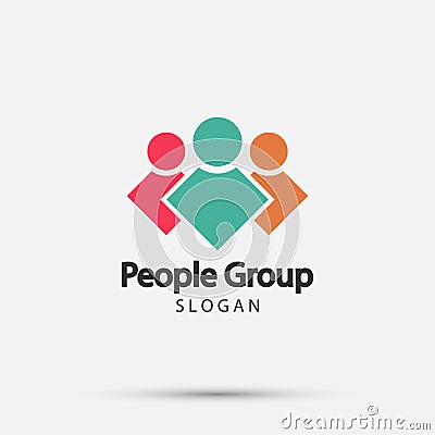 Group four people logo,Teamwork icon.vector illustrator Vector Illustration