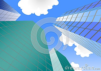 Group of four skyscrapers Vector Illustration