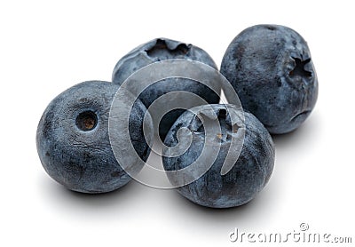 Group of fresh blueberries isolated on white Stock Photo