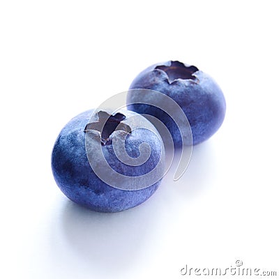 Group of Fresh Blueberries on White Background Stock Photo