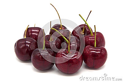 Group fresh red cherry fruit. Stock Photo