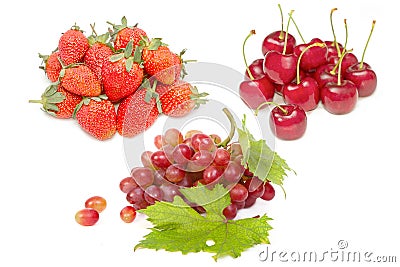 Group of fresh red fruit for healthy nutrition Stock Photo