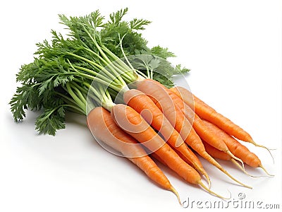 Bunch of carrots, isolated, on white background. Generative AI Stock Photo