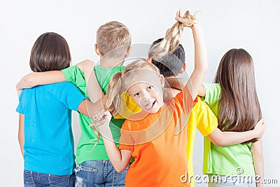 Group of friendly childrens like a team together Stock Photo