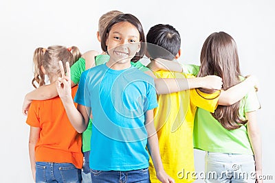 Group of friendly childrens like a team together Stock Photo