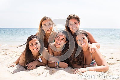 Group of friends at the beach Stock Photo