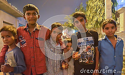 A GROUP OF FRIENDS CELEBRATING DIWALI Editorial Stock Photo