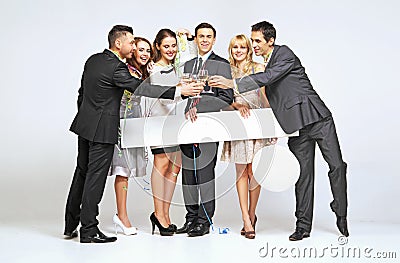 Group of friends celebrating a New Year Stock Photo