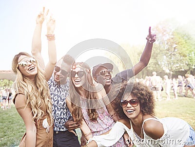 Group of friends at the festival Stock Photo