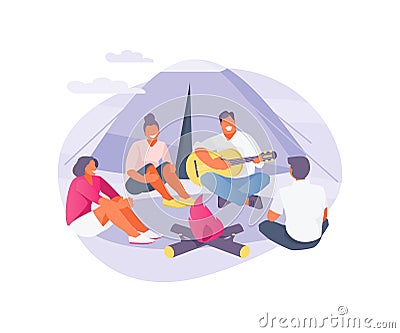 Camping friends vector Vector Illustration