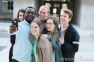 Group of Friends Taking a Selfie Stock Photo