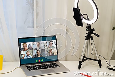 Group Friends Video Chat Connection Concept Editorial Stock Photo