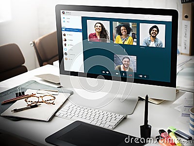 Group Friends Video Chat Connection Concept Stock Photo