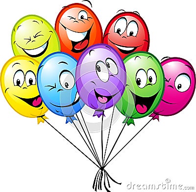 Group of funny colorful balloons Vector Illustration