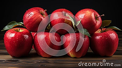 Group of Gala Apple on wooden board background, Fruits concept. Generative AI Stock Photo