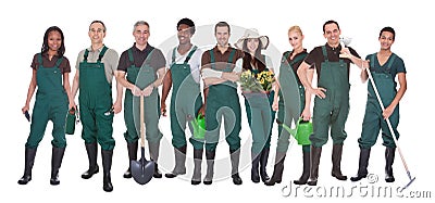 Group of gardener workers Stock Photo