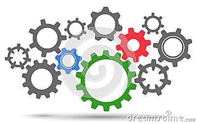 Group gears, concept teamwork, generator business idea - vector Vector Illustration