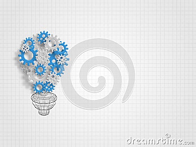 Group of gears formed as the lightbulb shape represent new idea and innovation concept. Technology Background. Cartoon Illustration