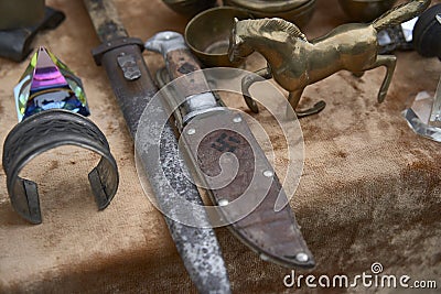 Group of German nazi military knife . World war Editorial Stock Photo