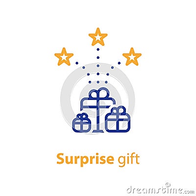 Group of gifts, award and celebration, receive present Vector Illustration