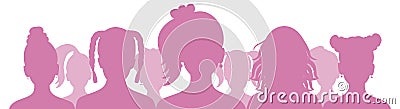 Group of girls children, silhouette. Vector illustration Vector Illustration