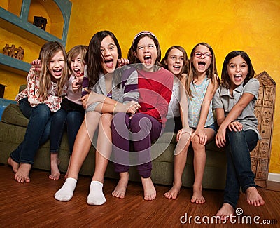 Group Of Girls Screaming Stock Photo