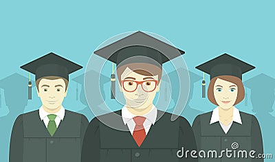 Group of Graduates Vector Illustration