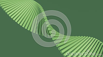 Group of green cylinders rotating. Green background. Abstract illustration, 3d render. Cartoon Illustration