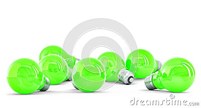 Group of green light bulbs Stock Photo