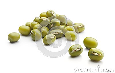 Group of green mung beans isolated Stock Photo