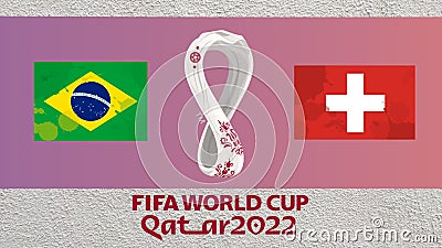 Group H: Brazil vs Switzerland, FIFA World Cup in Qatar 2022, Football match with national flags, banner with edit space Editorial Stock Photo