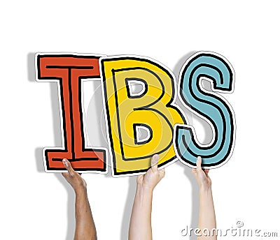 Group of Hands Holding IBS Letter Stock Photo