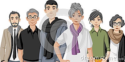 Group of happy cartoon old people Vector Illustration