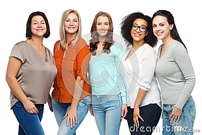 Group of happy different women in casual clothes Stock Photo
