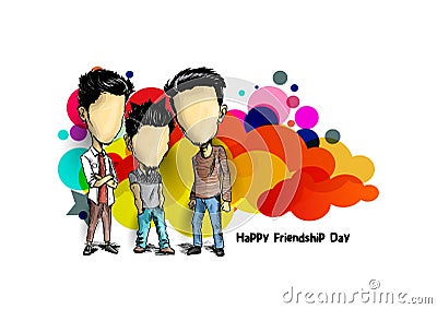 Group of happy friends enjoying Friendship Day. Vector Illustration