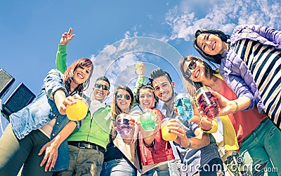 Group of happy friends having fun together at cocktail party Stock Photo