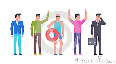 Group of Happy men Vector Illustration