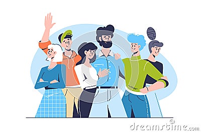 Group of happy people gathered together Vector Illustration