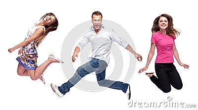 Group of happy young people jumping Stock Photo