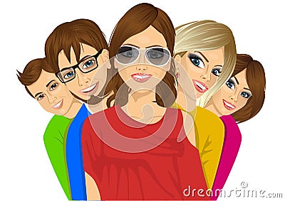 Group of happy young students Stock Photo